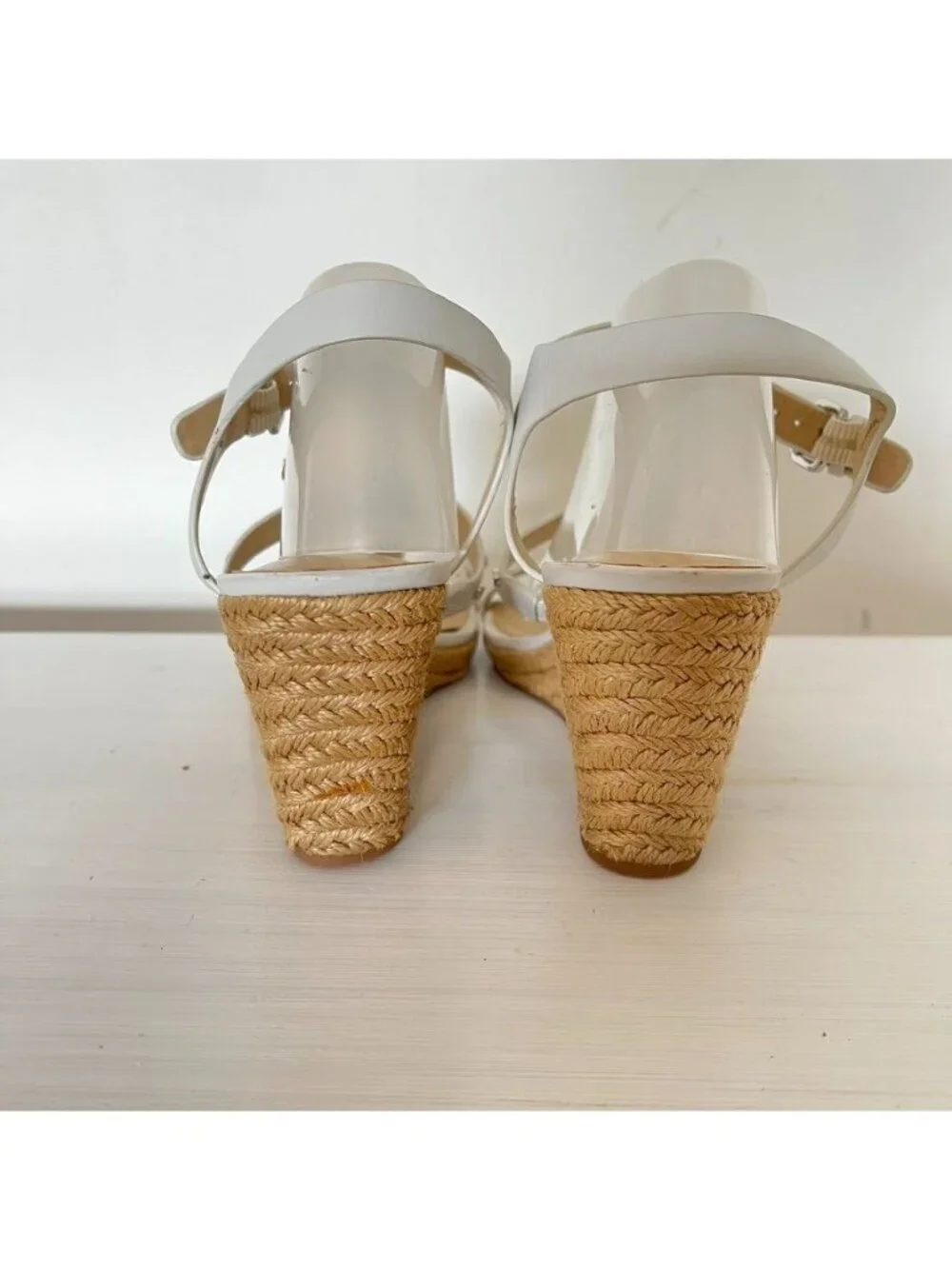 Via Spiga Womens 8.5 White Studded Espadrille Wedge Sandals Vacation Resort